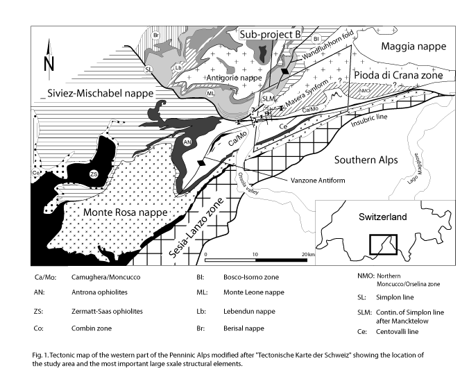 Tectonic map of the western part of the penninic Alps