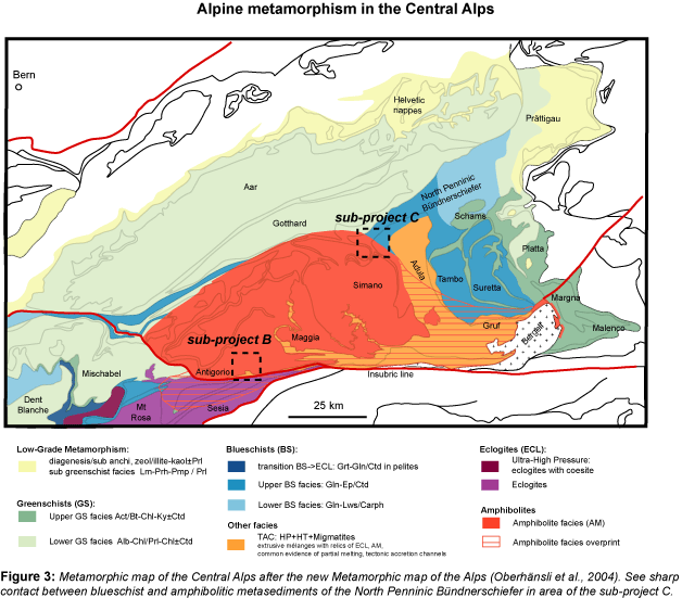 metamorphic map of the Alps